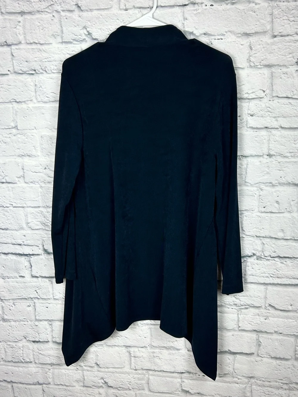 Chico’s Travelers Side Drape Jacket Black Open Front Cardigan Size 1 NWT